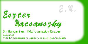 eszter macsanszky business card